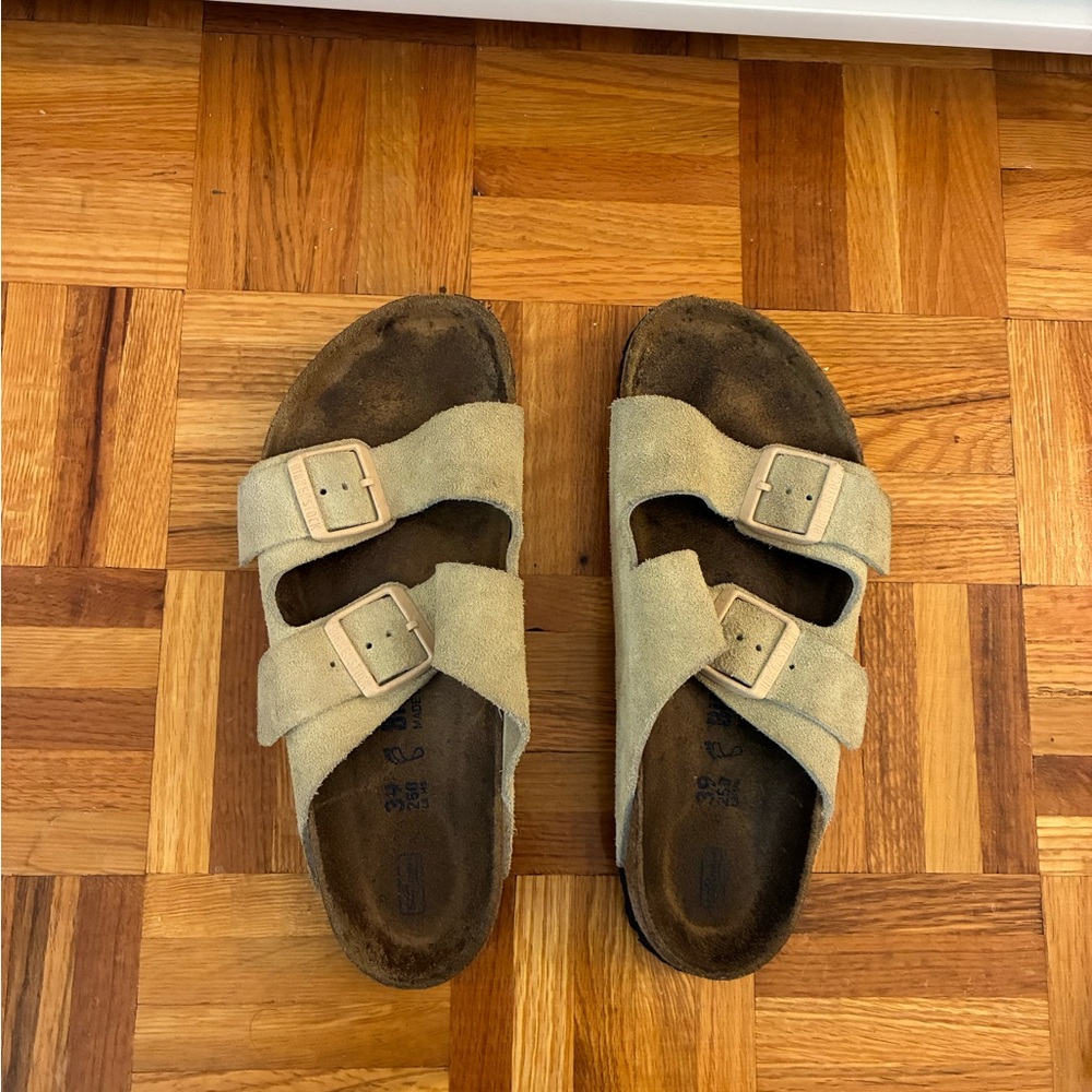 Birkenstock Butter yellow beige Suede Double Strap Arizona Sandals